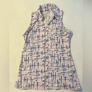 Lilly Pulitzer Women's Martina Flamingo Pastel Pink Golf Polo